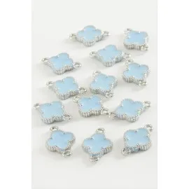 Çiçek Çift Kulplu Mineli Bileklik Ve Kolye Ucu Aparatı 1 Adet-Mavi