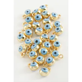 Nazar Tek Kulplu Mineli Bileklik ve Kolye Ucu Aparatı 1 Adet-Turkuaz