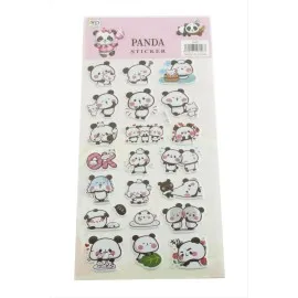 Panda Kabartmalı Sticker-Beyaz