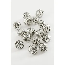 1,2 Cm Çini Desenli Tesbih Ara Aparatı 50 Gram-Gümüş Rengi