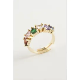 Kalp Zirkon Taşlı Yüzük-Gümüş Rengi