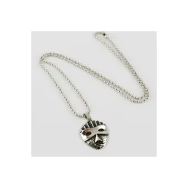 Maske Figürlü Erkek Kolye-Gümüş Rengi