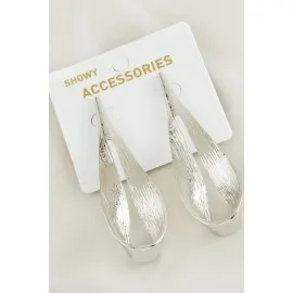 Oval Yeni Sezon Metal Küpe-Gümüş Rengi