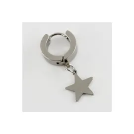 Yıldız Figürlü Çelik Erkek Küpe 1 Adet-Siyah