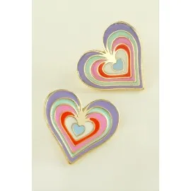 Kalp Yeni Sezon Mineli Küpe-Sarı