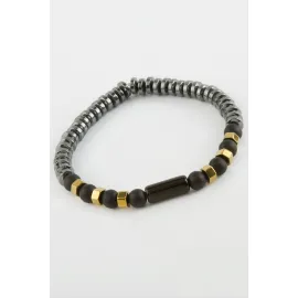 Hematit Onix Doğaltaş Bileklik-Antrasit