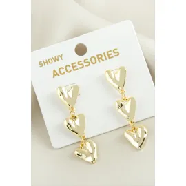 Kalp Trend Metal Küpe-Sarı