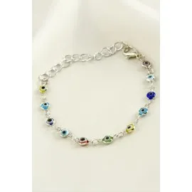 Nazar Boncuk Mineli Bileklik-Renkli