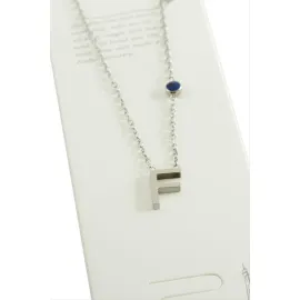 Gümüş Renkli Harfli Çelik Kolye-F