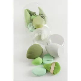 13 Adet Konserve Şişeli Makyaj Süngeri-Yeşil