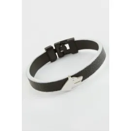 Kurt Kaliteli Suni Deri Bileklik-Siyah