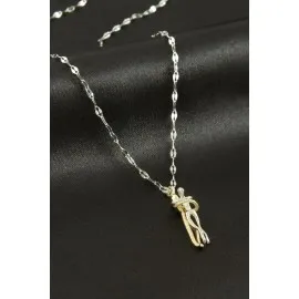 Aşkla Bağlı Çift Çelik Kolye-Gümüş Rengi