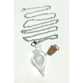 Mantar Kapaklı Boş Fanus Canlı Kolye-Gümüş Rengi