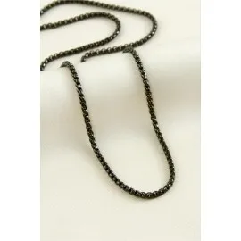 Kare Zincir Çelik Kolye 45 cm-Siyah
