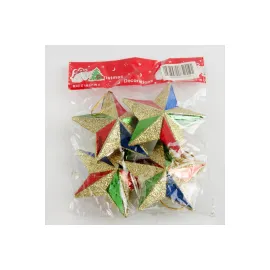 4 Adet Simli Yıldız Yılbaşı Ağaç Süsü 7 cm-Sarı