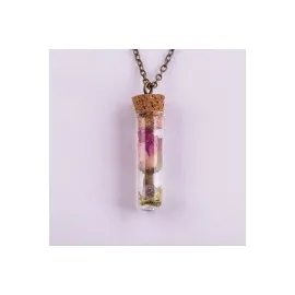 Mantar Tıpalı Canlı Kolye-Kahverengi