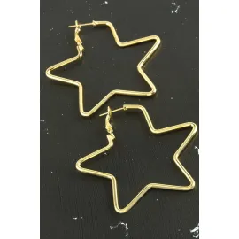 Yıldız Trend Küpe 6 cm-Sarı