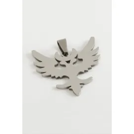 Çift Başlı Kartal Çelik Kolye Ucu 3,5 Cm-Gümüş Rengi