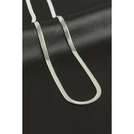 İtalyan Zincir Çelik Kolye 45 Cm-Gümüş Rengi