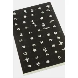 Tragus Zirkon Taşlı  Piercing 1 Adet-Gümüş Rengi