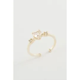 Kalp Zirkon Taşlı Yüzük-Sarı