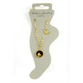 Kelebek Sedef Lüks Çelik Halhal-Sarı