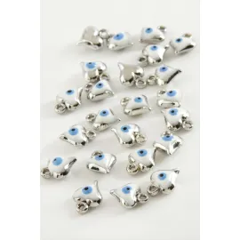 Kalp Tek Kulplu Mineli Bileklik ve Kolye Ucu Aparatı 1 Adet-Beyaz