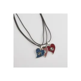 Kalp Metal Vinlex Deri Kolye-Renkli