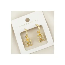 Harfli Yeni Sezon Metal Taşlı Küpe-N