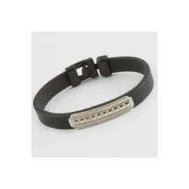 Noktalı Kaliteli Suni Deri Bileklik-Siyah