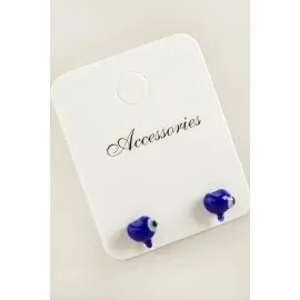 Penguen Cam Küpe-Mavi