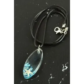 Elips Epoksi Kolye-Mavi