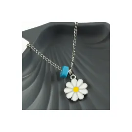 Papatya Mineli Kolye-Gümüş Rengi