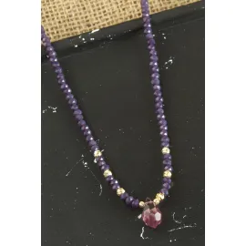 Dorika Damla Kristal Kolye-Mor