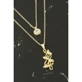 Kelebek Yeni Sezon İkili Kolye-Sarı