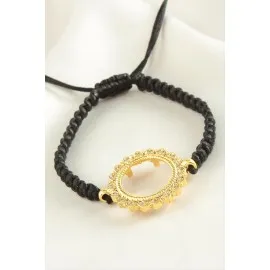 Çeyrek Altın Koyulabilir Makrome Örgülü Bileklik-Sarı