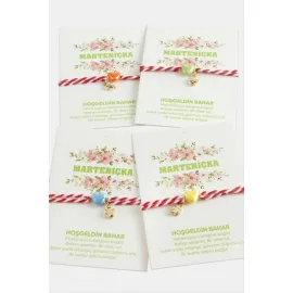 Kalp Porselen Marteniçka İp Bileklik-Kırmızı