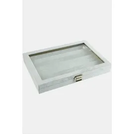 Cam Kapaklı Anfora Kumaş Küpe Standı 24X34 Cm-Mor