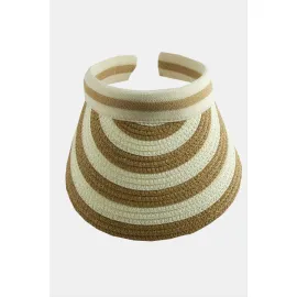 Kasketli Hasır Plaj Şapkası-Krem