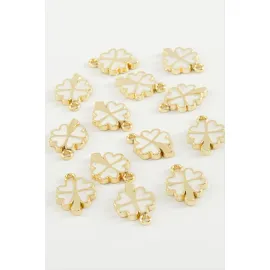 Yonca Tek Kulplu Mineli Bileklik ve Kolye Ucu Aparatı 1 Adet-Beyaz