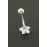 Yıldız Zirkon Taşlı Çelik Piercing 1 Adet-Gümüş Rengi