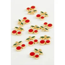 Kiraz Tek Kulplu Mineli Bileklik ve Kolye Ucu Aparatı 1 Adet-Kırmızı