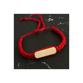 Ahşap Makrome Örgülü Bileklik-Kırmızı