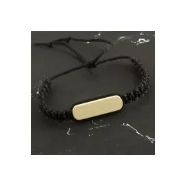 Ahşap Makrome Örgülü Bileklik-Siyah