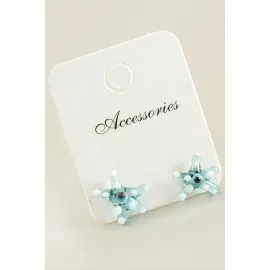 Deniz Yıldızı Cam Küpe-Açık Mavi