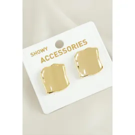 Kare Yeni Sezon Metal Küpe-Sarı