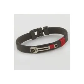 Anahtar Figürlü Kaliteli Suni Deri Bileklik-Siyah