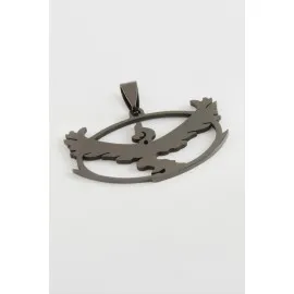 Kuş Çelik Kolye Ucu 4 Cm-Siyah