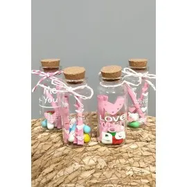 Fiyong Bağlamalı Dilek Şişesi-Pembe