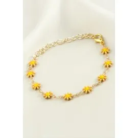 Papatya Mineli Bileklik-Sarı